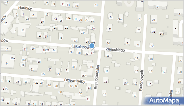 Warszawa, Republikańska, 17, mapa Warszawy