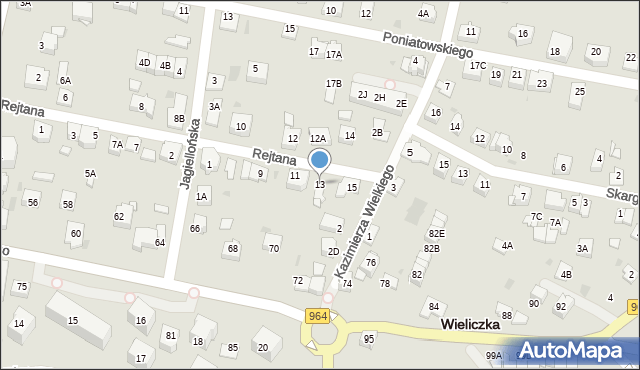 Wieliczka, Rejtana Tadeusza, 13, mapa Wieliczka