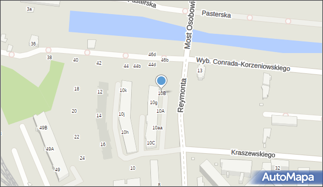 Wrocław, Reymonta Władysława, 10B, mapa Wrocławia