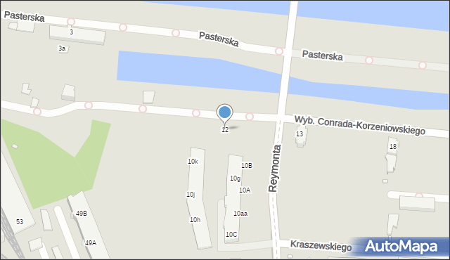 Wrocław, Reymonta Władysława, 12, mapa Wrocławia