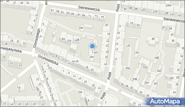 Wrocław, Reja Mikołaja, 16A, mapa Wrocławia