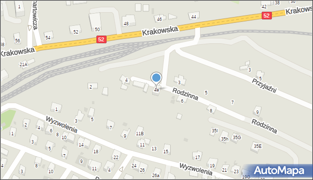 Andrychów, Rodzinna, 4a, mapa Andrychów