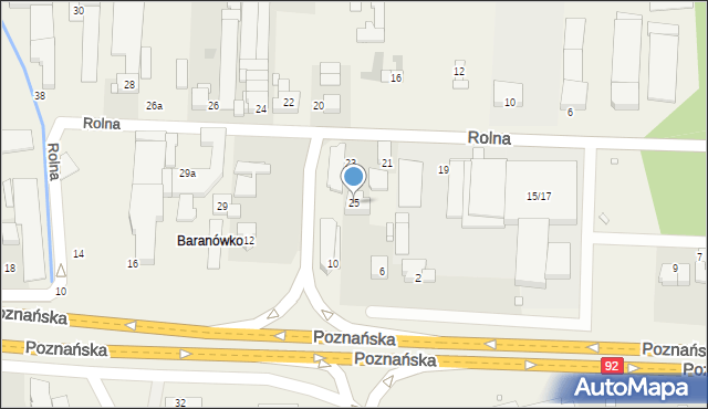 Baranowo, Rolna, 25, mapa Baranowo