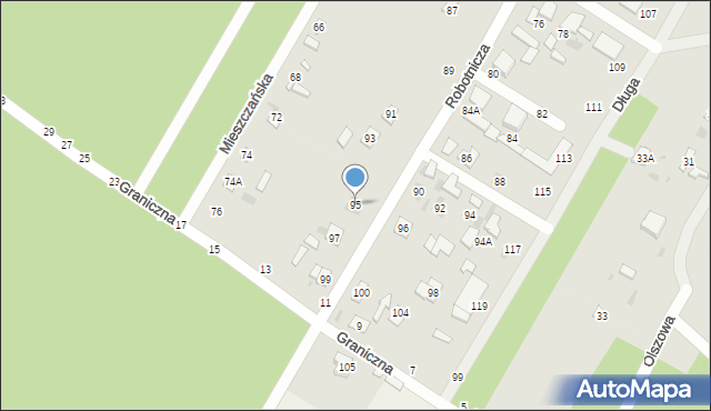 Biała Podlaska, Robotnicza, 95, mapa Białej Podlaskiej