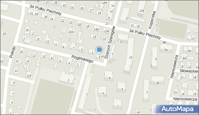 Biała Podlaska, Rogińskiego Romana, 1, mapa Białej Podlaskiej