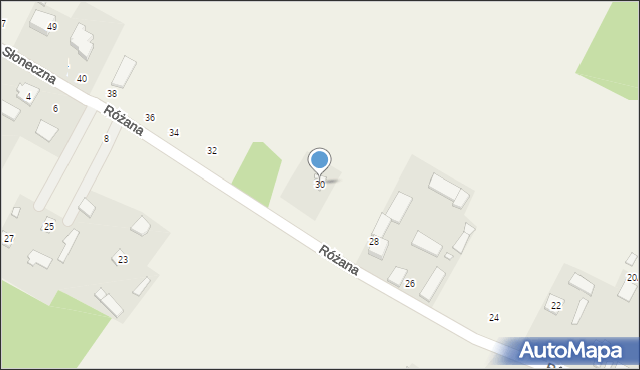 Biały Ług, Różana, 30, mapa Biały Ług