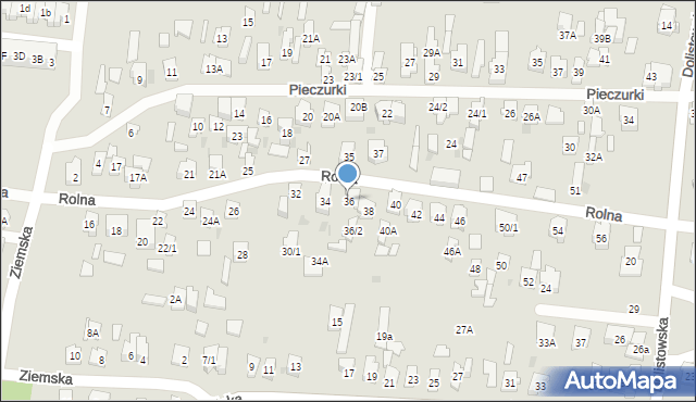 Białystok, Rolna, 36, mapa Białegostoku