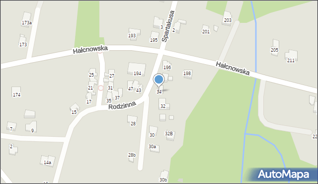 Bielsko-Biała, Rodzinna, 34, mapa Bielsko-Białej