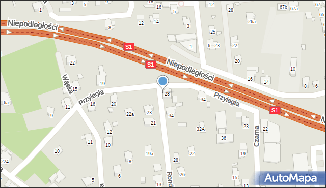 Bielsko-Biała, Rondo, 36, mapa Bielsko-Białej