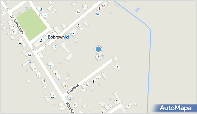 Bobrowniki, Różana, 7, mapa Bobrowniki