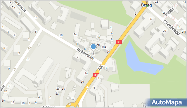 Brzeg, Robotnicza, 2, mapa Brzeg