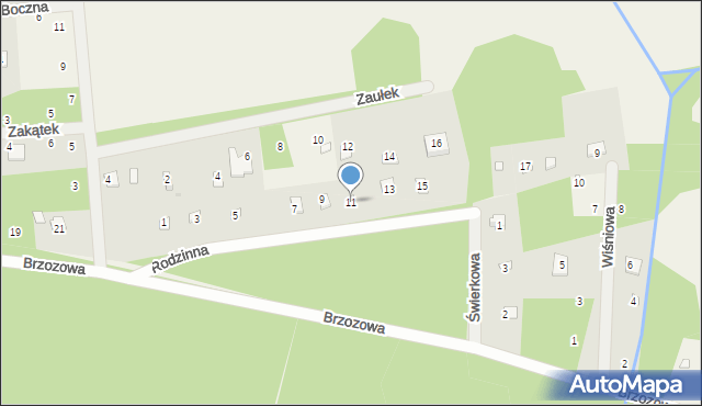 Brzeźce, Rodzinna, 11, mapa Brzeźce