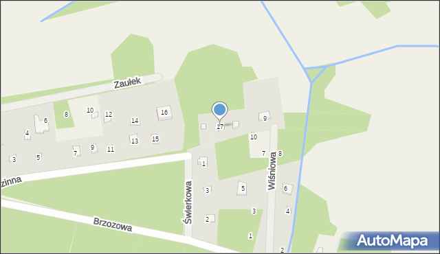 Brzeźce, Rodzinna, 17, mapa Brzeźce