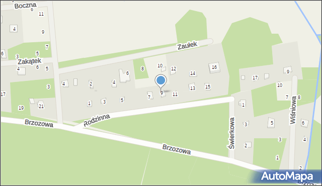 Brzeźce, Rodzinna, 9, mapa Brzeźce