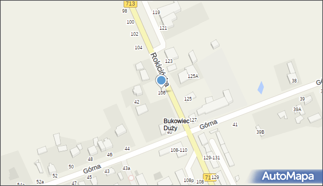 Bukowiec, Rokicińska, 106, mapa Bukowiec