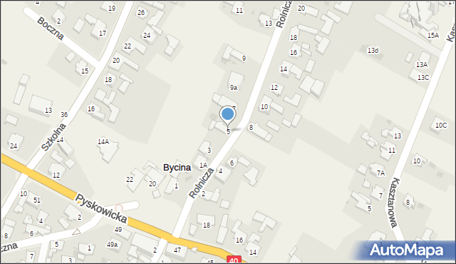 Bycina, Rolnicza, 5, mapa Bycina