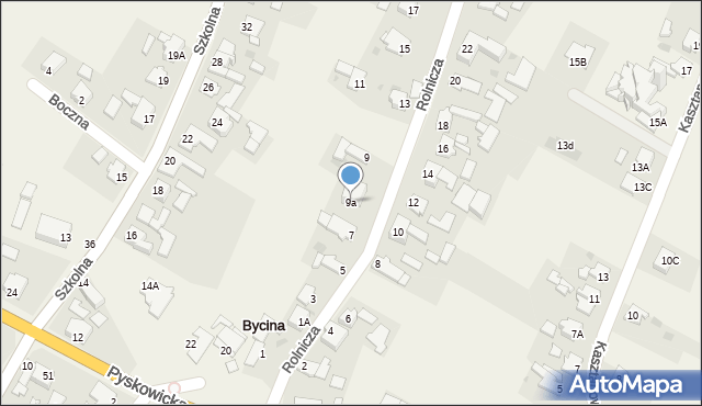 Bycina, Rolnicza, 9a, mapa Bycina