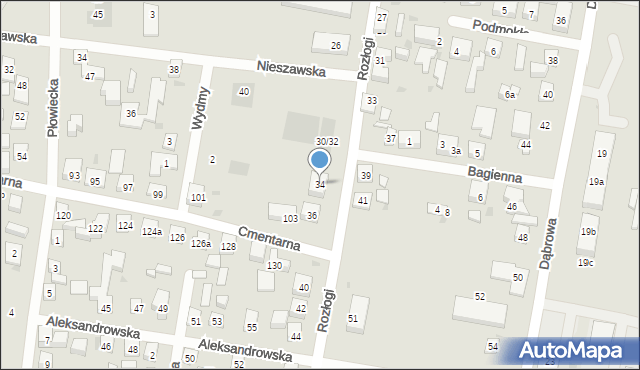 Bydgoszcz, Rozłogi, 34, mapa Bydgoszczy