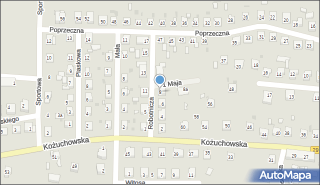 Bytom Odrzański, Robotnicza, 8, mapa Bytom Odrzański