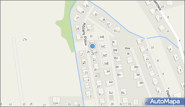 Cerekwica, Różany Potok, 24, mapa Cerekwica