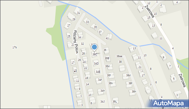 Cerekwica, Różany Potok, 34C, mapa Cerekwica