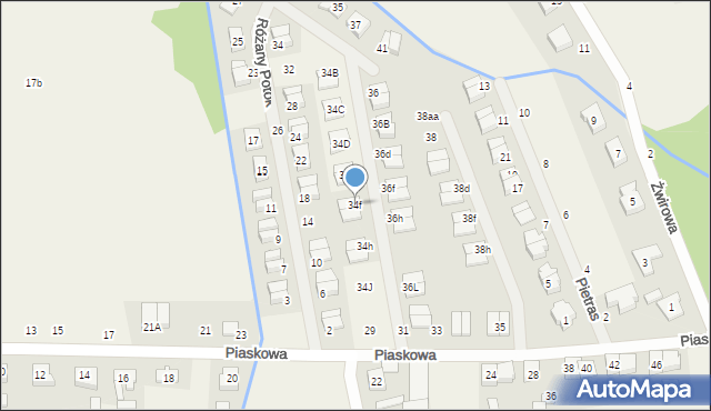 Cerekwica, Różany Potok, 34f, mapa Cerekwica