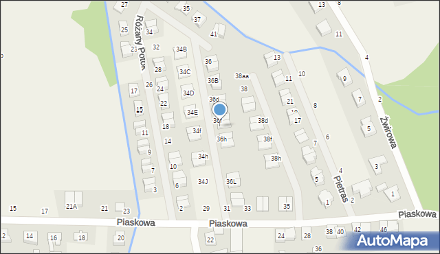 Cerekwica, Różany Potok, 36g, mapa Cerekwica