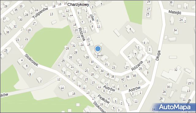 Charzykowy, Różana, 17, mapa Charzykowy