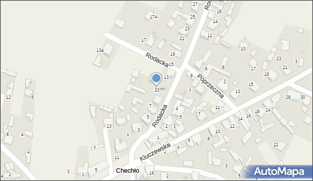 Chechło, Rodacka, 11, mapa Chechło