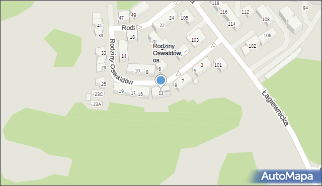 Chorzów, Rodziny Oswaldów, 11, mapa Chorzów