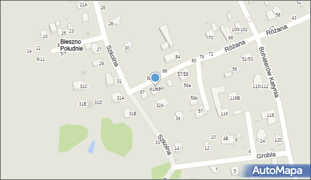 Częstochowa, Różana, 61/63, mapa Częstochowy