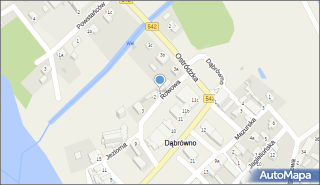 Dąbrówno, Rowowa, 1, mapa Dąbrówno