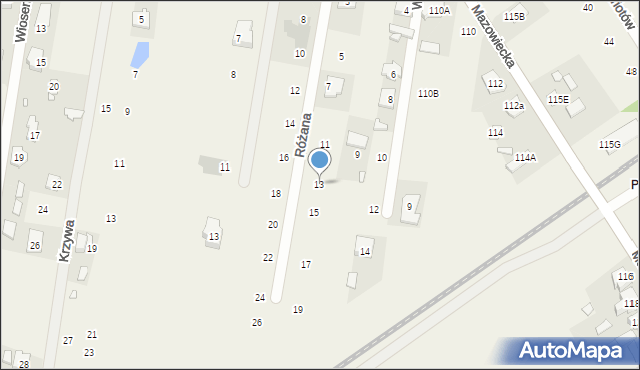 Dobczyn, Różana, 13, mapa Dobczyn