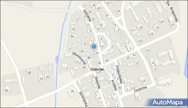 Dobrów, Różana, 1, mapa Dobrów