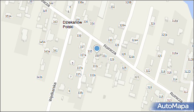 Dziekanów Polski, Rolnicza, 333, mapa Dziekanów Polski