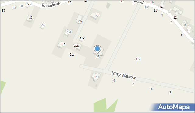 Gęsiniec, Róży Wiatrów, 18, mapa Gęsiniec