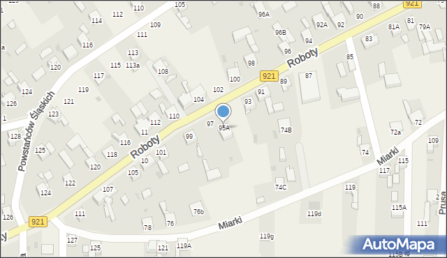 Gierałtowice, Roboty, ks., 95A, mapa Gierałtowice