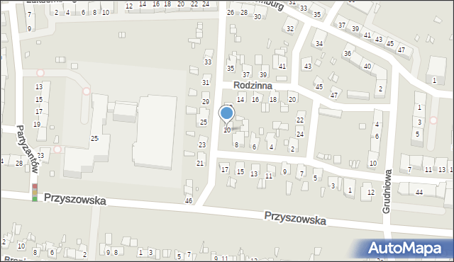 Gliwice, Rodzinna, 10, mapa Gliwic