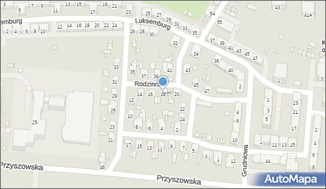 Gliwice, Rodzinna, 18, mapa Gliwic