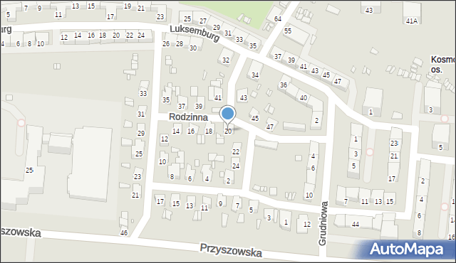 Gliwice, Rodzinna, 20, mapa Gliwic