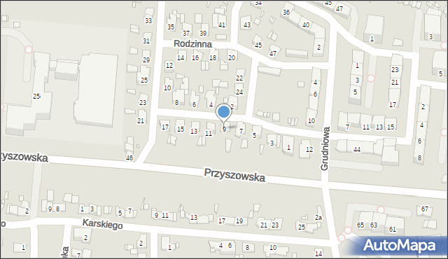 Gliwice, Rodzinna, 9, mapa Gliwic