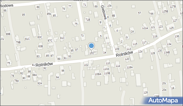 Gliwice, Rolników, 101, mapa Gliwic