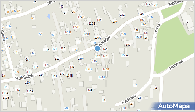 Gliwice, Rolników, 142, mapa Gliwic