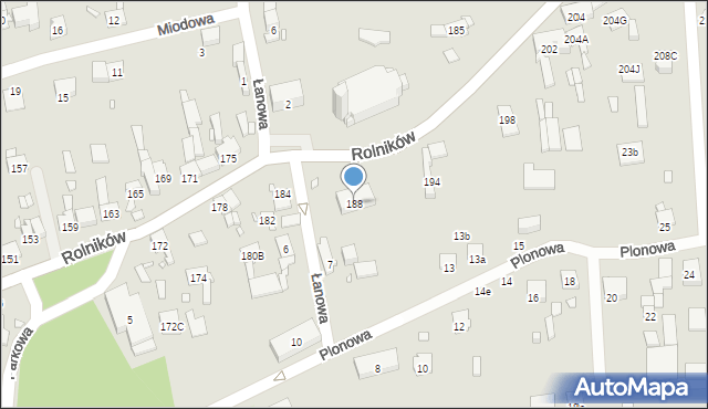 Gliwice, Rolników, 188, mapa Gliwic