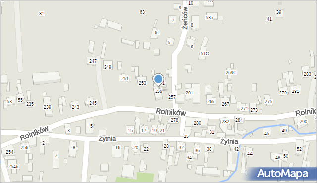 Gliwice, Rolników, 255, mapa Gliwic