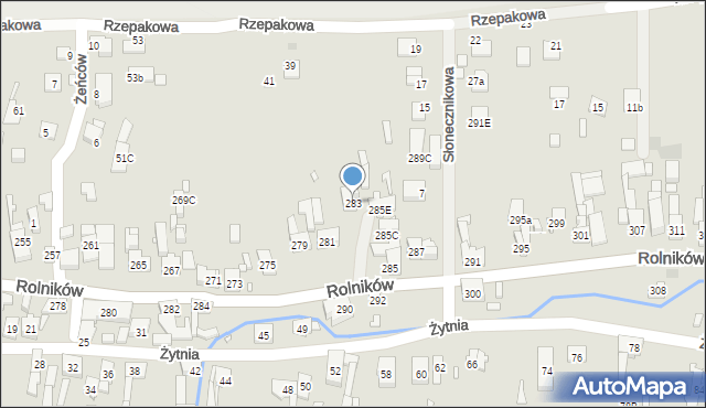 Gliwice, Rolników, 283, mapa Gliwic