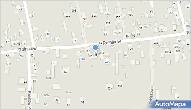 Gliwice, Rolników, 88, mapa Gliwic