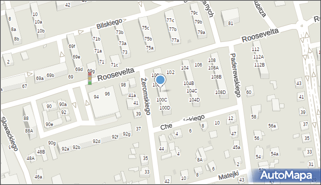 Gniezno, Roosevelta Franklina Delano, 100B, mapa Gniezna