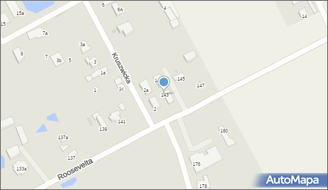 Gniezno, Roosevelta Franklina Delano, 143, mapa Gniezna