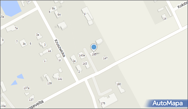 Gniezno, Roosevelta Franklina Delano, 145, mapa Gniezna